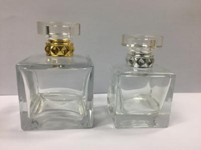 o pulverizador cosmético de vidro do quadrado 100ml engarrafa/garrafa de perfume de vidro reusável com tampão arcylic