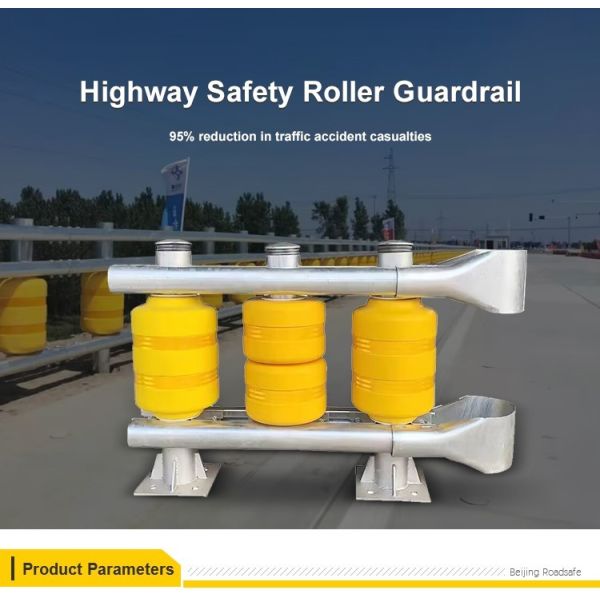 Highway Rolling Barrier System Safety Anti-Collision Guardrail Polyurethane Roller Bucket for Car Truck Crash Warning