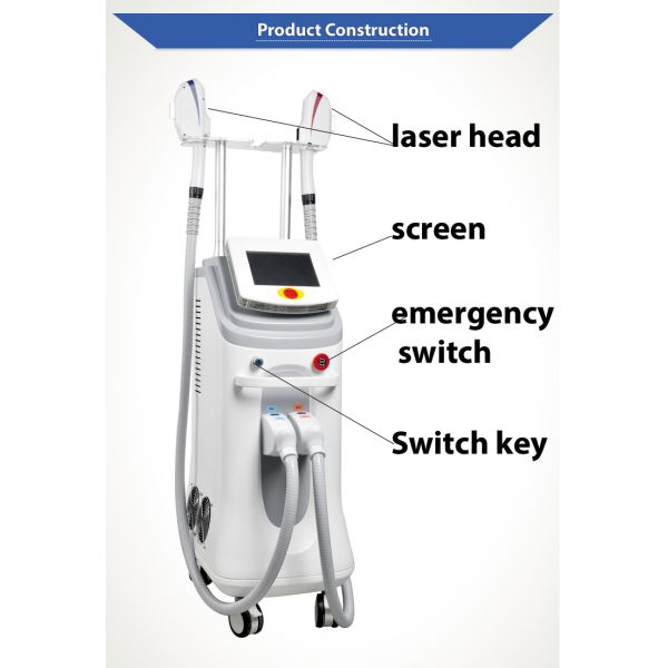 2 handle laser Beauty Machine Vertical laser hair removal machine Laser mole removal Multi-handle laser machine
