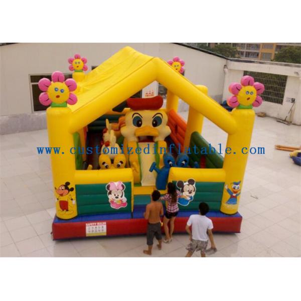 Sunflower Waterproof Inflatable Amusement Park 0.55mm PVC Tarpaulin For Kids Playing