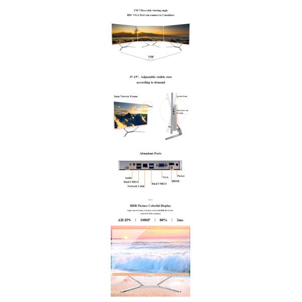 Intel Core I3 I5 I7 Desktop de jogos All In One PC Computador com cartão gráfico dedicado