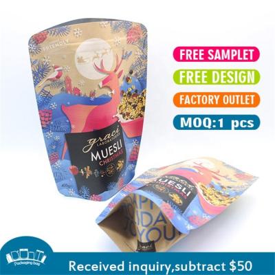 CMYK imprimiu o suporte Resealable superior laminado do zíper dos sacos do papel de embalagem de 70g acima dos malotes