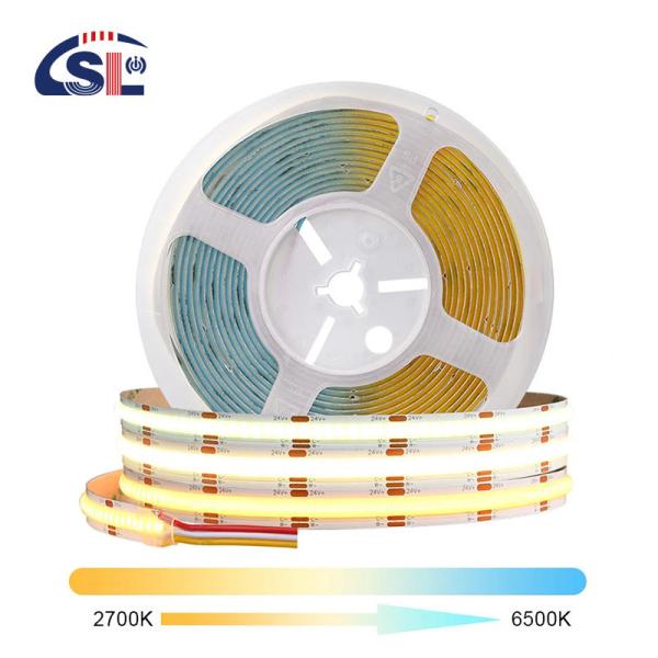 12v24v 8mm 608 leds 3000K 4000K 6500K CCT Electroplate Dual Color COB Led Strip Light