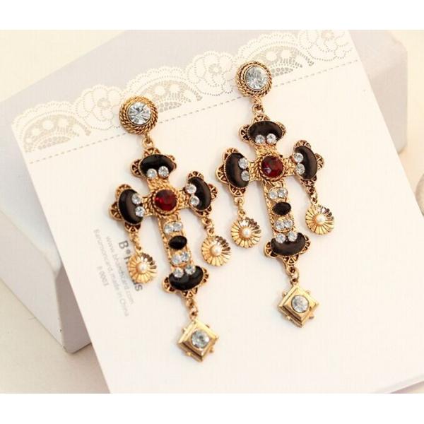 Crystal large cross retro luxury jewelry female personality exaggerated atmosphere