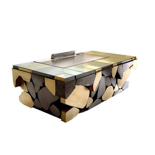 Stainless Steel 304 Teppanyaki Grill Table with 8 Seats and Customized 20mm Thick Food-Grade Special Alloy Steel