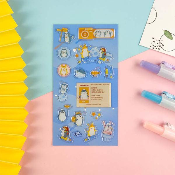 UV Transparent 3d Epoxy Stickers Sprinkle Gold Cartoon Character Stickers