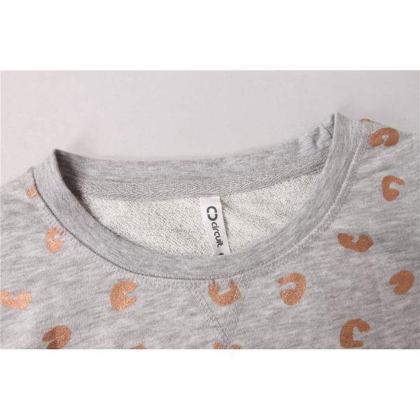 Rose Gold Foil Print Round Neck Quilted Pullover Sweater For Women