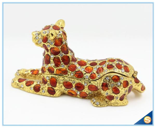 Wholesale Spot Leopard Shape Trinket Box Crystal Metal Trinket Box SCJ294