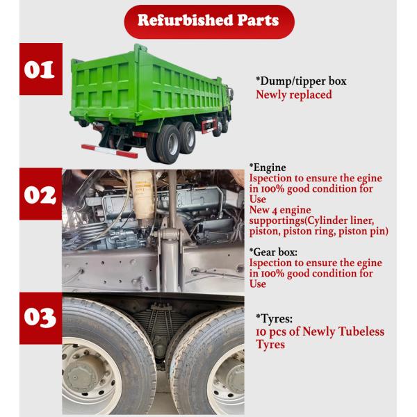 China Used/Refurbished 375HP Shacman/HOWO/Foton/FAW 6X4 Dump/Tipper Truck Price