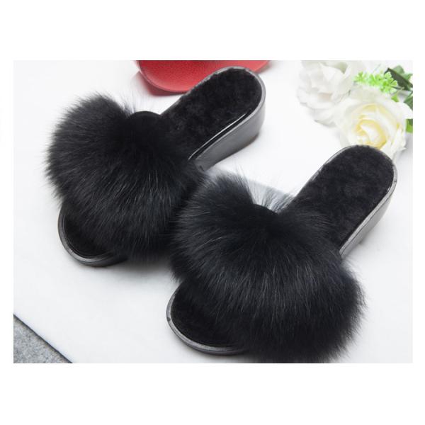 Тапочек меха Фокс плюша женщин зимы выскальзывание реальных анти- с подошвой ЕВА резиновой