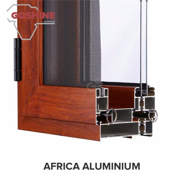 T Shape Wood Finish Aluminium Profiles Length Customized For Glass Doors