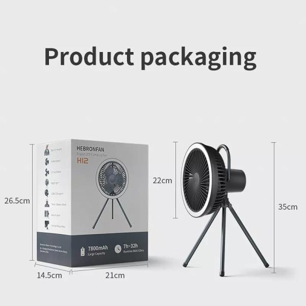 Outdoor Portable Tripod Stand Fan Electric Battery Powered With Light Timing ODM OEM