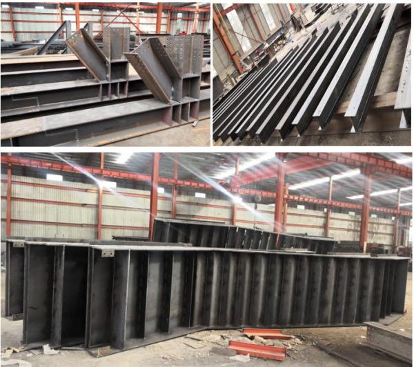 Sandwich Panel Steel Portal Frame Building , Steel Shop Buildings With Sliding Door