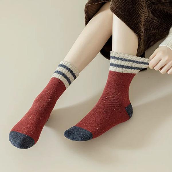 Soft Cozy Merino Wool Socks Striped Colorful Thermal Warm Socks