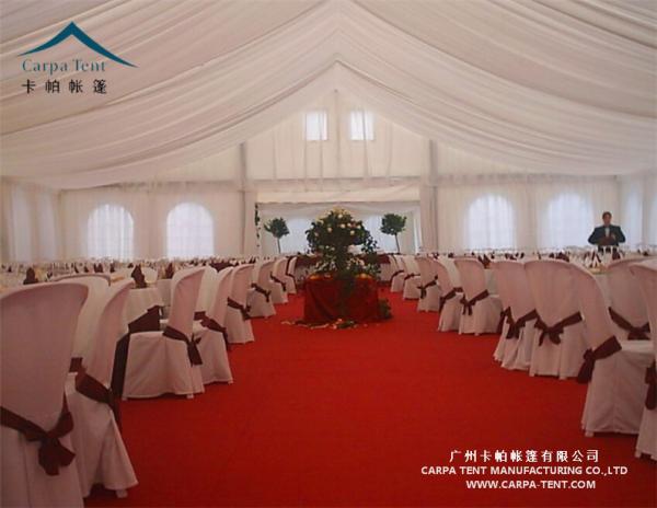 Huge Outdoor High Peak Pavilion Wedding Party Tent 25 X 30m Decorated With Curtains And Linings