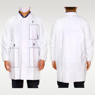 Manteau de laboratoire jetable résistant à l'eau Veste de laboratoire blanc poignet élastique unisexe
