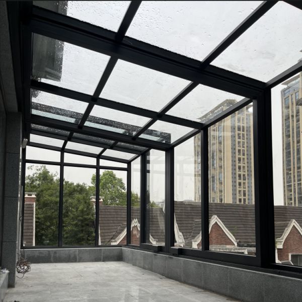 Customized Modern Design Retractable Glass Sunroom Enclosure Prefabricated Wall Mounted Roof Exterior Foldable House Style
