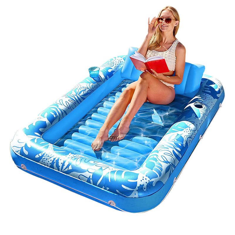 PVC Inflatable Floating Bed ,water Floating Bed with Backrest, Swimming Pool and Beach Dual Use Inflatable Floating Mattress Bed