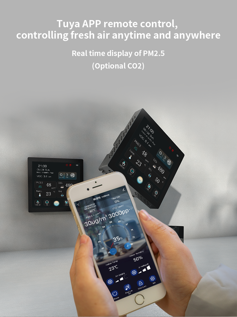 4 Inch Color Touchscreen Smart HVAC Controller With Real Time CO2 PM2.5 VOC Monitoring