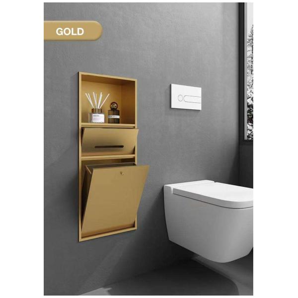 Easy Installation Recessed Toilet Brush Cabinet 24x12x5.6 Inches Rust Resistant