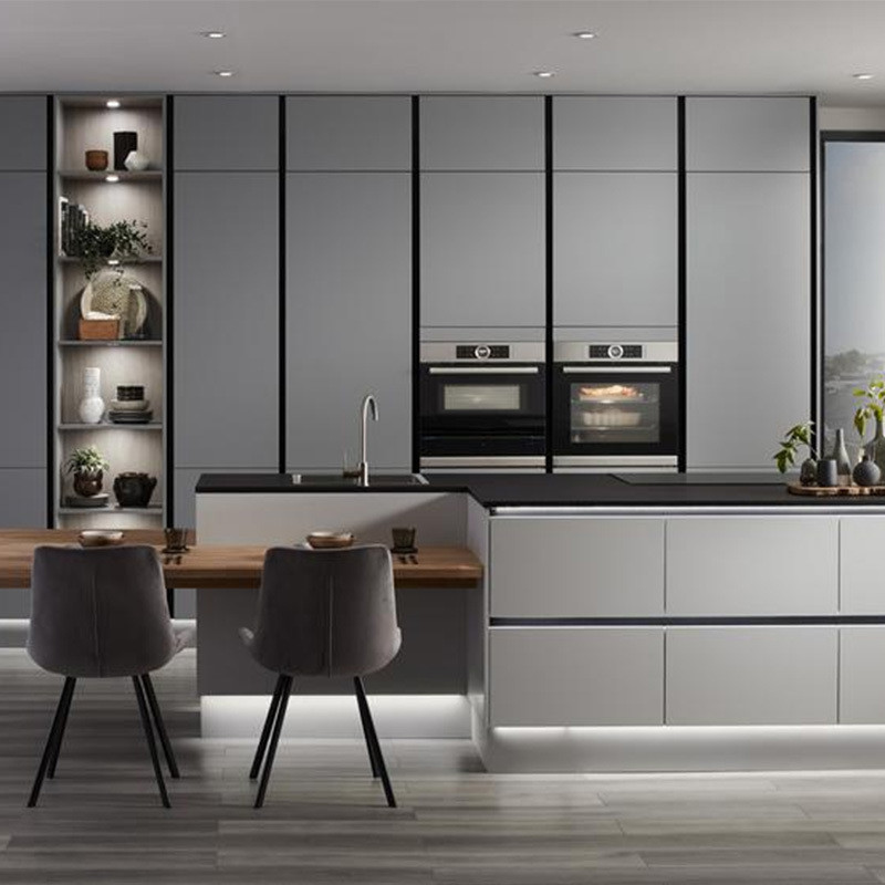 Kitchen Renovation Professional Matte Kitchen Cupboards with Quartz Stone Countertop