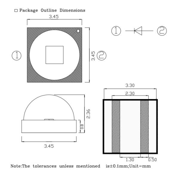 3W 3535 На поверхности UV LED чип высокомощный UVA UVC 365nm для ультрафиолетового отверждения