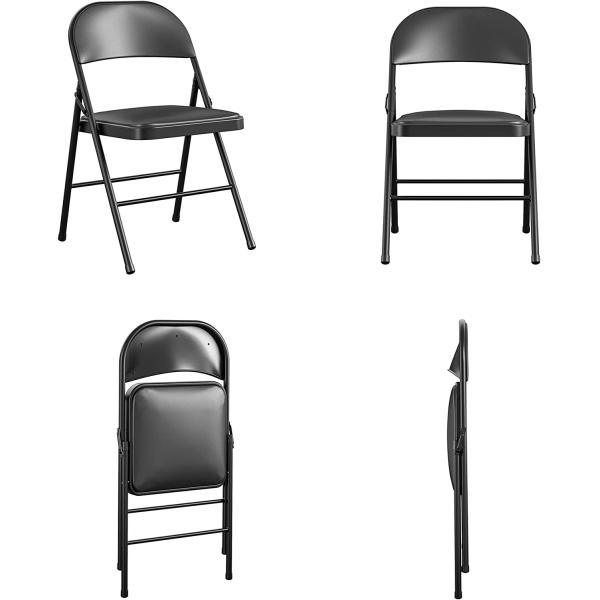 Height 29.92 Inch Black Metal Fold Up Chairs Collapsible Dining Chair Anti Wear