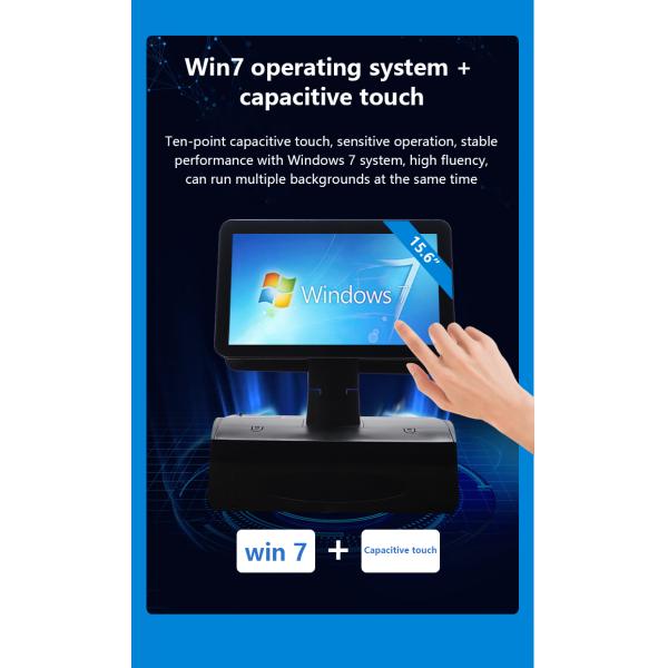 15.6inch Dual Screen Touch All in One POS System with Cash Drawer and Built in 58mm Printer 2GB RAM Supermarket