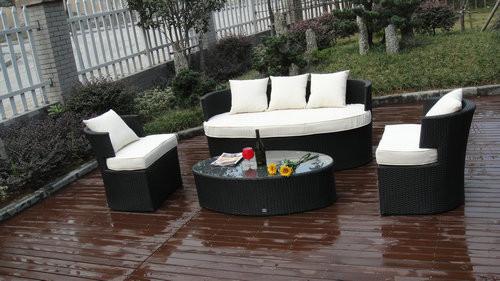 All Weather UV Proof Outdoor Rattan Sofa For Cafe / Beach / Park
