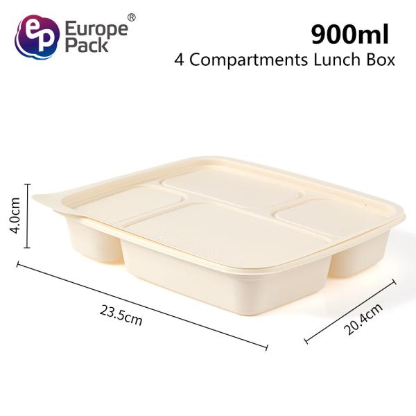 Microwave Safe Compostable Takeaway Food Container Disposable Corn Starch Plastic Bento Lunch Box