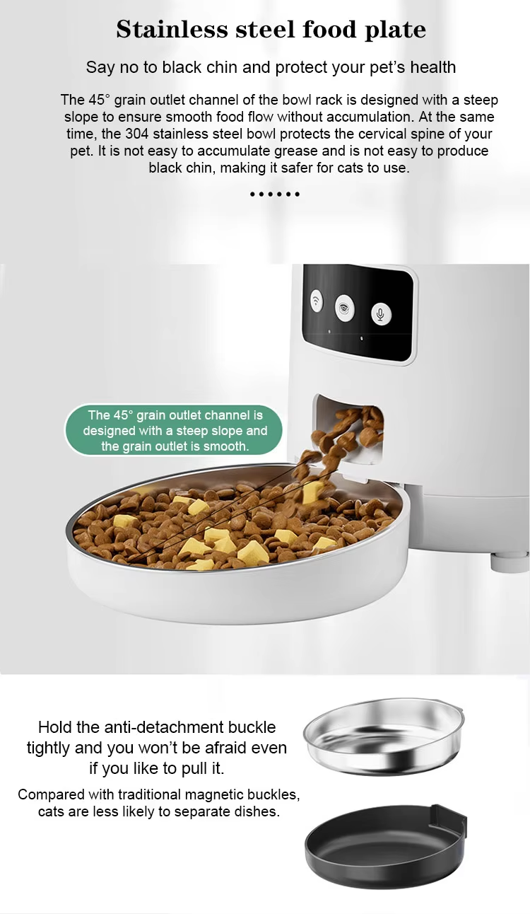 Smart WIFI Automatic Pet Feeder Solid Pattern Stainless Steel Mobile Phone Remote Control Via APP New Dual Chargeable Plastic