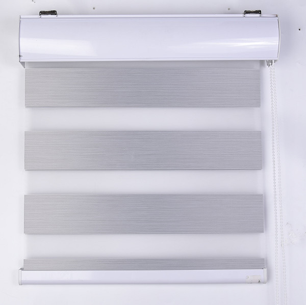 Double Sheer Roller White Zebra Curtains Water Resistant For Living Room