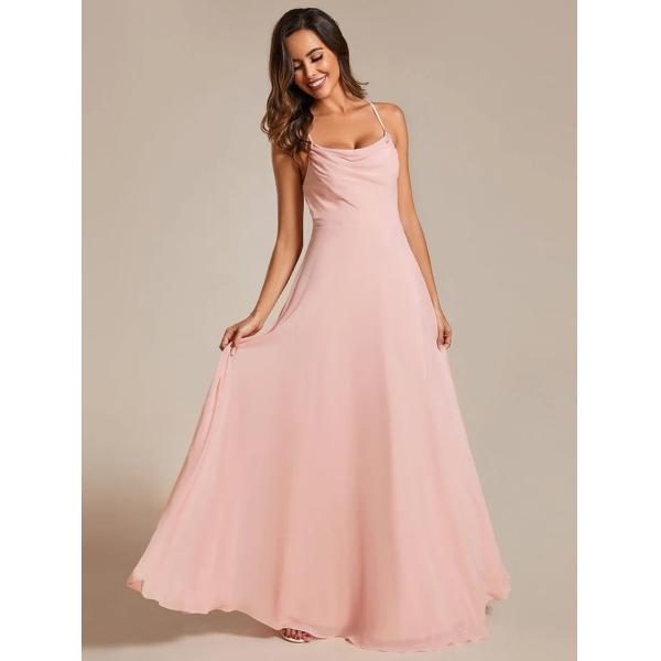 Boat Neck Empire A-line Ruffled Adjustable Spaghetti Strap Zipper Purple Orchid Chiffon Bridesmaid Dresses