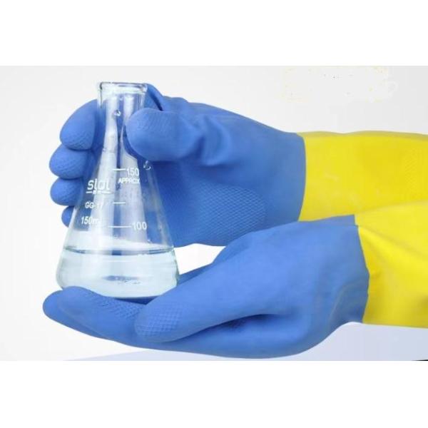 Alkali Resistant Neoprene Bicolor Industrial Glove Chemical Resistance Heat Resistant