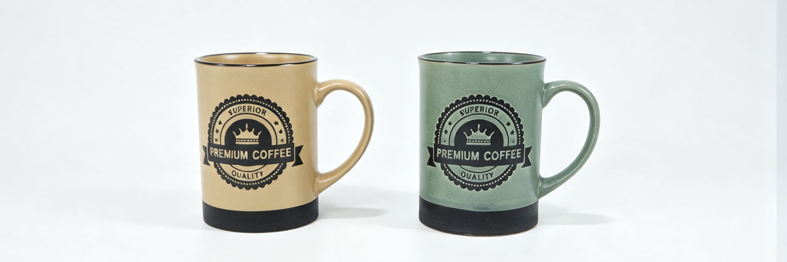2 Pack Vintage Two-Tone Ceramic Coffee Mugs, Superior  Quality Crown Stamp Stoneware Cups, Microwave & Dishwasher Safe Mugs for Coffee Tea, Neutral Khaki Sage Green Drinking Cups for Daily Use &
