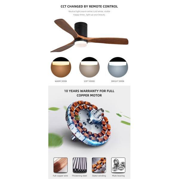 Industrial Style 65 watt Wooden Blade Ceiling Fan 90lm/w 120v ceiling fan lamp