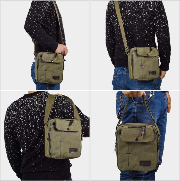 Outdoor Military Canvas Storage Bag, Men'S Canvas Small Messenger Bag Casual Shoulder Bag Chest Bag Travel Carry Bag