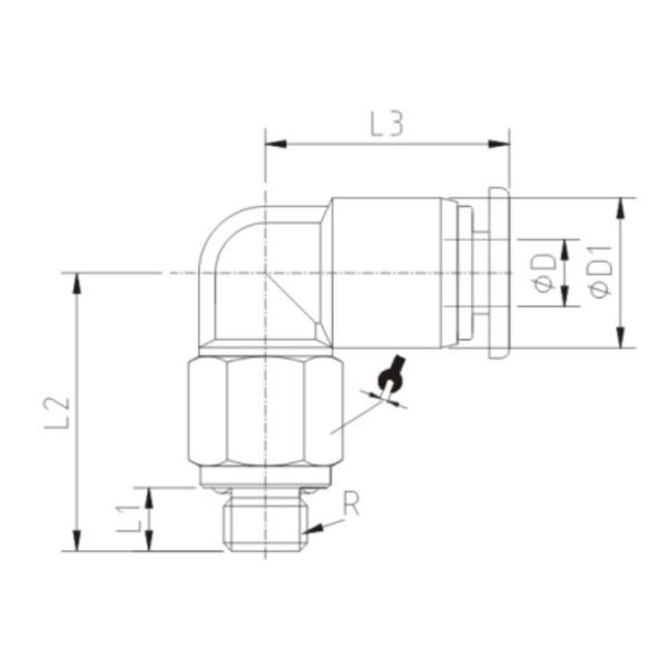 PL - C Male Elbow Push To Connect Tube Fittings , Mini Push In Tube Fittings With O Ring