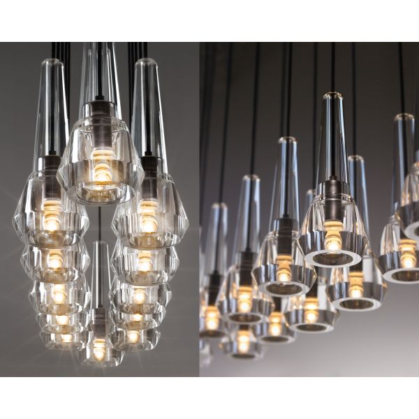 Yihao Contemporary Linear Brass Suspended Pendant Light with Adjustable Height and 50000 Hours Lifespan for Living Room