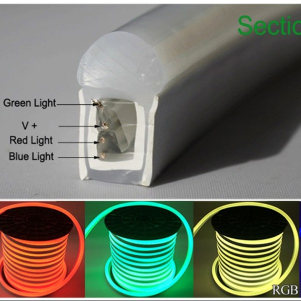 Flexible RGB LED Neon Flex Strip Light with IP67 Waterproof Protection and Low Temperature Running for Indoor Outdoor Lighting
