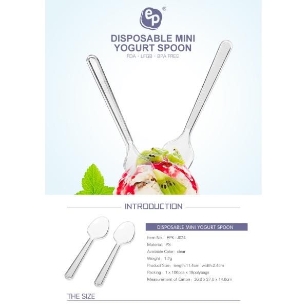 Eco friendly products disposable dessert cutlery clear plastic yogurt spoon