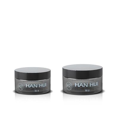 Frascos de plástico de boca larga para creme facial de cor cinzenta personalizada 50ml 80ml