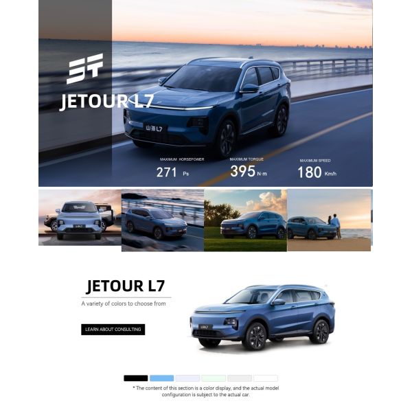 2026 Jetour Shanhai L7 PHEV 5+2 Seater SUV 1.5TGDI Hybrid 115kW 120km EV Range 1300km Combined L2 ADAS 6.6kW V2L Global Export