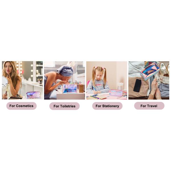 Holographic Makeup Bags Set, Clear Iridescent Cosmetic Bags, Portable Waterproof Toiletry Bag, Travel Zippered Makeup Organizer Cosmetic Pouch for Women, Mothers Day Gifts