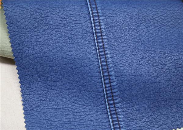 Dark Blue PU Faux Leather Fabric , Polyurethane Synthetic Leather No Fading