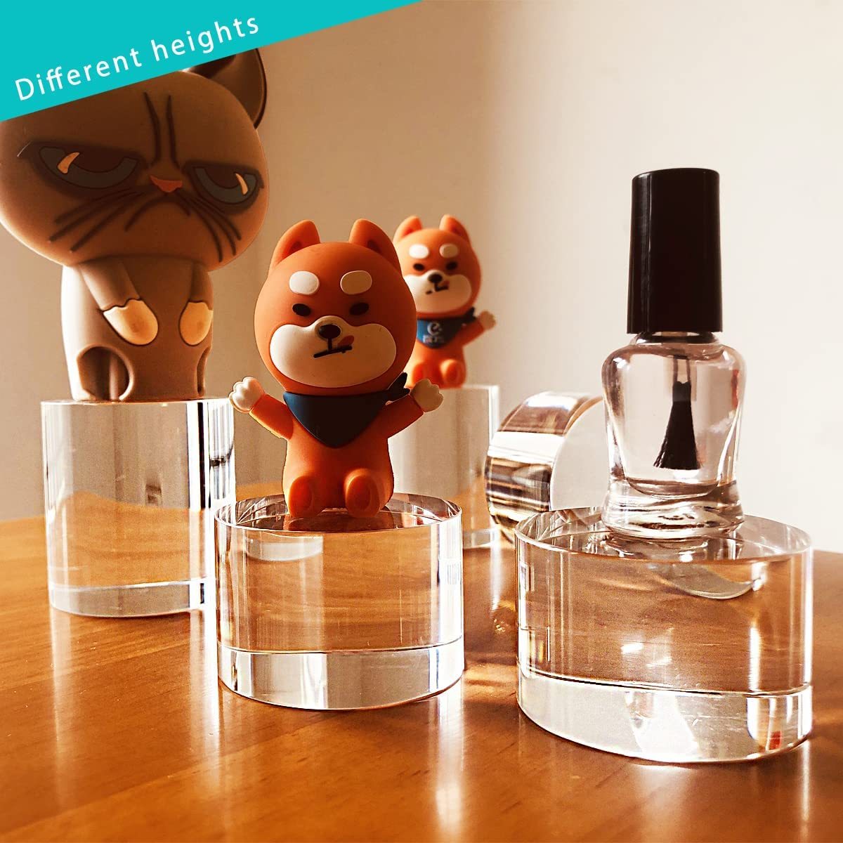 Cylinder Round Solid Acrylic Display Cube Photo Props Transparent  Size 5