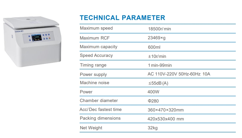 CL-CenLee18K LCD/LED 18500rpm 12x1.5ml Benchtop High Speed Micro Centrifuge Machine for Clinical and Medical Examination