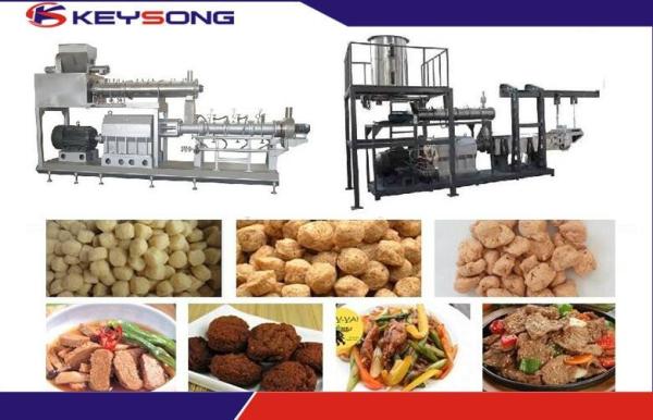 Twin Screw Extruder Textured Soya Protein Meat Making Machine / Extrusion Equipment