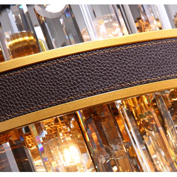 E14 Роскошные современные кристаллические люстры Ржавостойкие кожаные украшения Черный подвесный свет