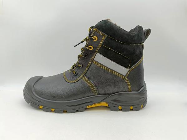 Slip Resistant Winter Insulated Work Boots Brown Leather Steel Toe Shoes For Men